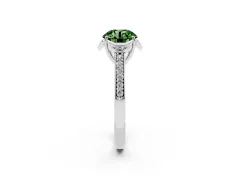 Fancy Green Round Cut Diamond Halo Ring Set in Platinum with Channel Set Band and Prong Setting