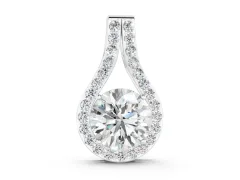 Round Halo Pendant Set in White gold with Prong-Set Center Stone