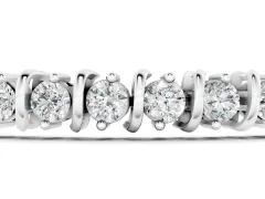 Round Diamond Spiral Tennis Bracelet Set in White gold with Prong Setting