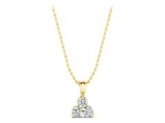 Triangular Cluster Round Diamond Pendant Set in Yellow gold with Prong Setting