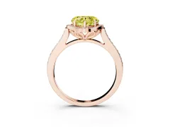 Fancy Yellow Heart Cut Diamond Halo Ring Set in Rose gold with Pavé-Lined Shoulders and Prong Setting