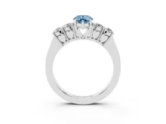 Fancy Blue Pear Cut Diamond Five-Stone Prong Set Band Ring Set in Silver with Polished Band