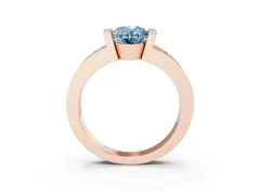 Fancy Blue Oval Cut Diamond Channel-Set Band Ring Set in Rose gold with Bezel Prong Setting