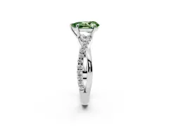 Fancy Green Pear Cut Diamond Twisted Pavé Band Ring Set in Silver with Prong Setting