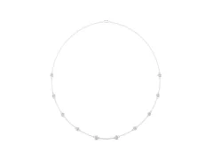 Round Diamond Station Necklace Set in Silver with Bezel-Set Stones