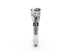 Fancy Black Heart Cut Diamond Three-Stone Ring Set in Silver with Textured Band
