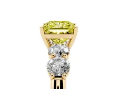 Fancy Yellow Princess Cut Diamond Five-Stone Prong Set Ring Set in Yellow gold with Classic Band