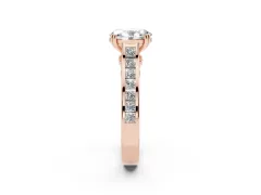 Oval Cut Diamond Channel Set Solitaire Engagement Ring Set in Rose gold with Prong Setting
