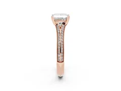 Princess Cut Diamond Split Shank Pavé Engagement Ring Set in Rose gold with Prong-Set Center Stone