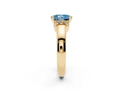 Fancy Blue Radiant Cut Diamond Pavé Band Solitaire Ring Set in Yellow gold with Prong Setting
