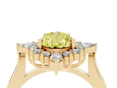 Fancy Yellow Pear Cut Diamond Cluster Halo Ring Set in Yellow gold with Marquise and Round Accents
