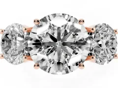 Round Cut Diamond Three-Stone Ring Set in Rose gold with Pavé Band
