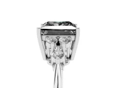 Fancy Black Princess Cut Diamond Cluster Ring Set in White gold with Plain Band and Prong Setting