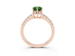 Fancy Green Radiant Cut Diamond Solitaire Engagement Ring Set in Rose gold with Pavé Band and Prong Setting