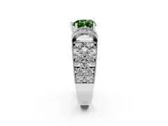 Fancy Green Heart Cut Diamond Milgrain Halo Pavé Engagement Ring Set in Platinum with Prong Setting