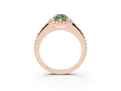 Fancy Green Marquise Cut Diamond Pavé Halo Ring Set in Rose gold with Prong Setting