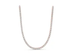 Round Diamond Tennis Necklace Set in Rose gold with Four-Prong Setting