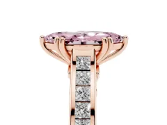 Fancy Pink Marquise Cut Diamond Channel Set Solitaire Engagement Ring Set in Rose gold with Prong Setting