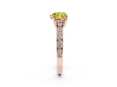 Fancy Yellow Heart Cut Diamond Solitaire Pavé Engagement Ring Set in Rose gold with Prong Setting