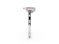 Fancy Pink Heart Cut Diamond Cluster Halo Solitaire Ring Set in White gold with Prong Setting
