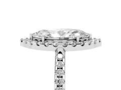 Marquise Cut Diamond Pavé Halo Ring Set in Silver with Prong Setting