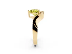 Fancy Yellow Heart Cut Diamond Solitaire Engagement Ring Set in Yellow gold with Pavé Shoulders