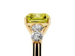 Fancy Yellow Asscher Cut Diamond Five-Stone Prong Set Band Ring Set in Yellow gold with Polished Band
