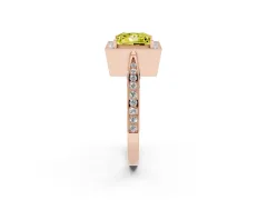 Fancy Yellow Princess Cut Diamond Halo Engagement Ring Set in Rose gold with Accent Split Shank Band