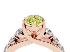 Fancy Yellow Marquise Cut Diamond Pavé Engagement Ring Set in Rose gold with Prong Setting