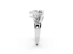 Heart Cut Diamond Bezel Bypass Ring Set in White gold with Round Accents