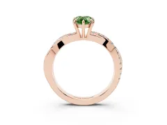Fancy Green Pear Cut Diamond Twisted Pavé Band Ring Set in Rose gold with Prong Setting
