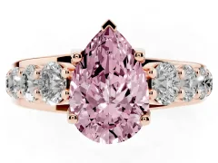 Fancy Pink Pear Cut Diamond Pavé Engagement Ring Set in Rose gold with Prong Setting
