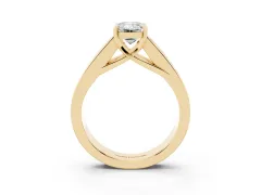 Emerald Cut Diamond Solitaire Ring Set in Yellow gold with Channel-Set Accent Stones and Prong Setting