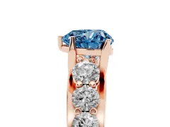 Fancy Blue Heart Cut Diamond Pavé Engagement Ring Set in Rose gold with Prong Setting