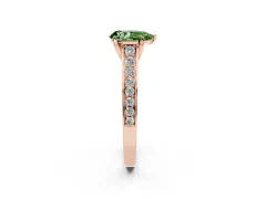 Fancy Green Pear Cut Diamond Solitaire Pavé Engagement Ring Set in Rose gold with Prong Setting