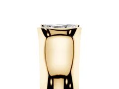 Radiant Cut Diamond Bezel Solitaire Ring Set in Yellow gold with Wide Band
