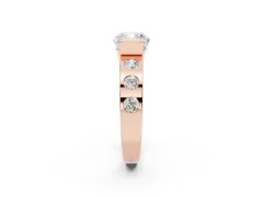 Cushion Cut Diamond Channel-Set Band Ring Set in Rose gold with Bezel Prong Setting