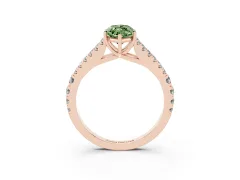 Fancy Green Marquise Cut Diamond Split Shank Pavé Engagement Ring Set in Rose gold with Prong-Held Center Stone