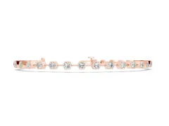 Round Diamond Hexagon Bezel Continuous Tennis Bracelet Set in Rose gold