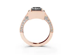 Fancy Black Princess Cut Diamond Halo Engagement Ring Set in Rose gold with Accent Split Shank Band