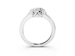 Heart Cut Diamond Round Cluster Halo Ring Set in Silver with Solitaire Band and Prong Setting