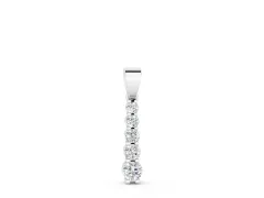 Round Diamond Vertical Drop Pendant Set in Silver with Prong-Set Stones