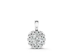 Cushion Halo Diamond Pendant Set in Silver with Four-Prong Cushion Center