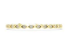 Round Diamond Prong-Set Tennis Bracelet Set in Yellow gold with X-Link Band