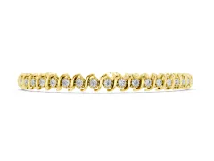 Round Diamond Tennis Bracelet Set in Yellow gold with Spiral Prong Setting