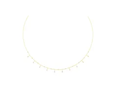 Round Diamond Station Necklace Set in Yellow gold with Round Bezels on Cable Chain