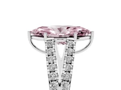 Fancy Pink Marquise Cut Diamond Split Shank Pavé Engagement Ring Set in Silver with Prong-Held Center Stone