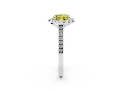 Fancy Yellow Heart Cut Diamond Cushion Halo Ring Set in Platinum with Pavé Band
