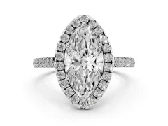 Marquise Cut Diamond Halo Pavé Engagement Ring Set in Silver with Prong Setting