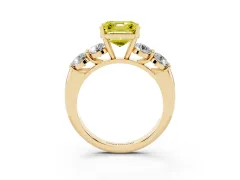 Fancy Yellow Asscher Cut Diamond Five-Stone Prong Set Ring Set in Yellow gold with Classic Band